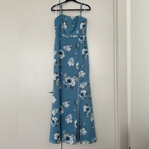 Lulu’s slate blue floral maxi dress
